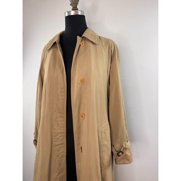 VINTAGE Aquascutum Long Trench Coat 2way Beige Tan Wool Authentic ENGLAND - Picture 4 of 16